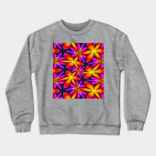 Bright Orange Flower Pattern Crewneck Sweatshirt